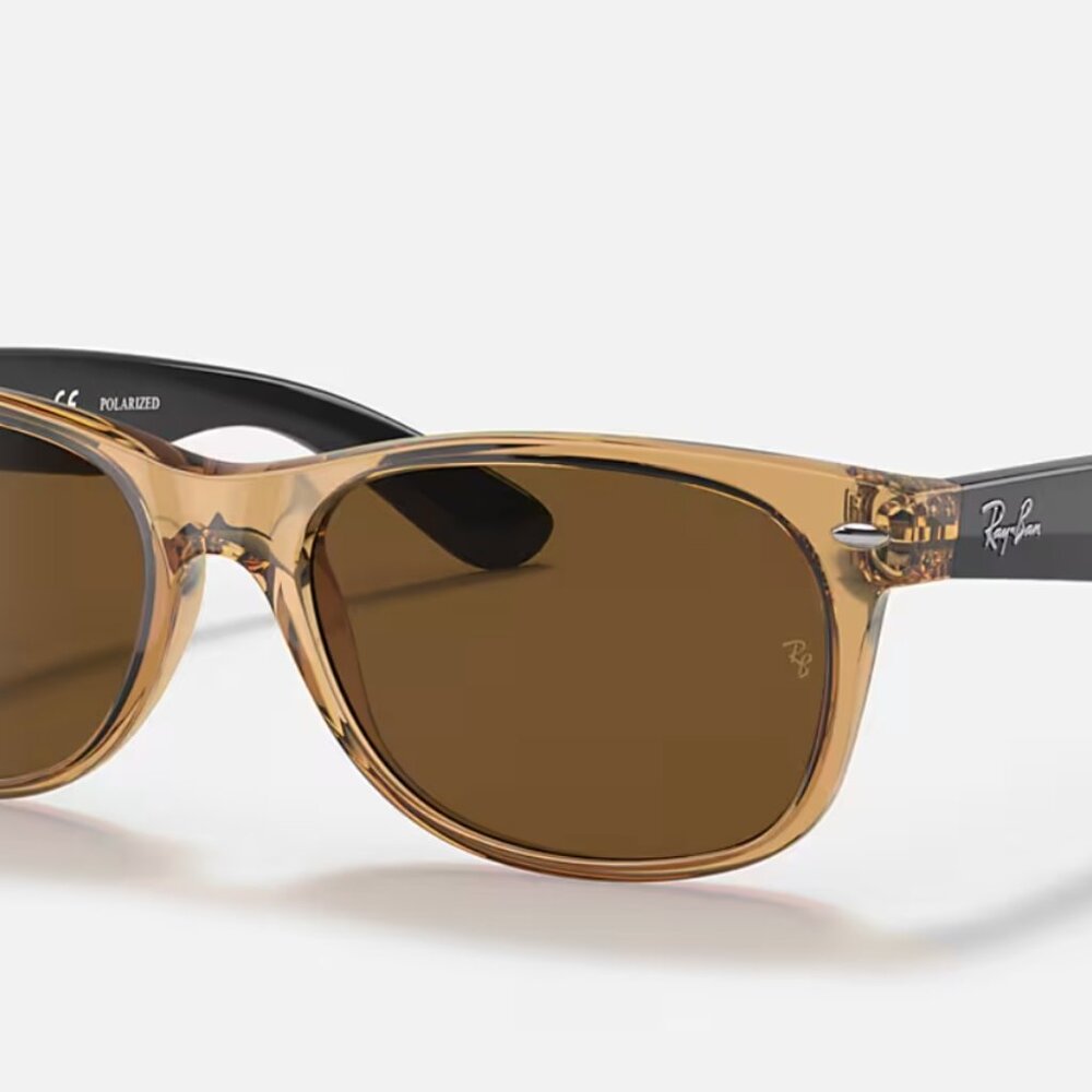 Ray-Ban New Wayfarer Bicolor Polished Honey Sunglasses Brown Lenses